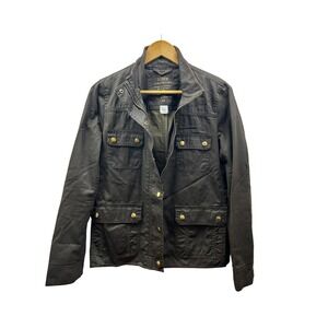 J.Crew Utility Field Jacket Women Medium Olive Cotton Full-Zip Military Gorpcore